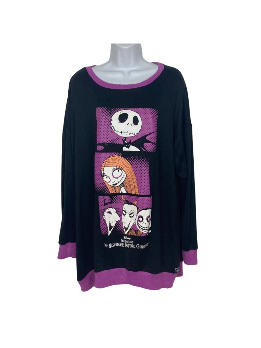 Disneys Nightmare Before Christmas Sleep Shirt Womens XL Lounge Top Black Purple
